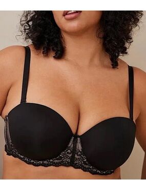 Torrid curve 40DD Strapless Convertible Bra Black Nude Lace lightly lined floral